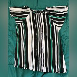 Stripped flutter sleeve blouse petite xs